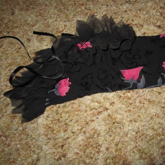 Element's | Tops | Ets Elements Sheer Cardigan W Ruffles Rose Print ...